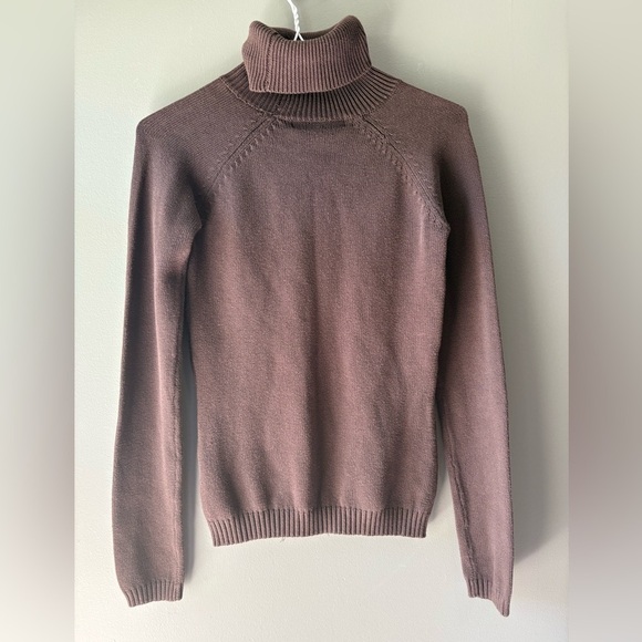 Zara size small, Chocolate Brown Turtleneck Sweater, Cotton, long sleeve - Picture 4 of 4